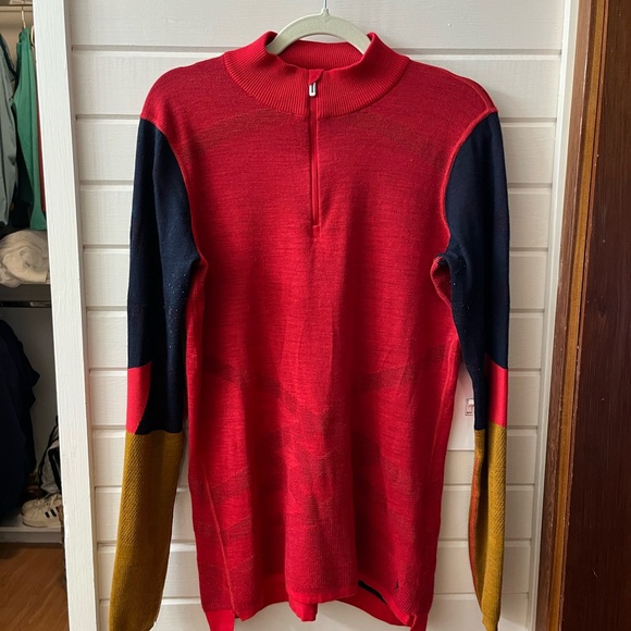 Smartwool Intraknit Thermal Merino Colorblock Quarter-Zip Base Layer Top - Picture 4 of 10